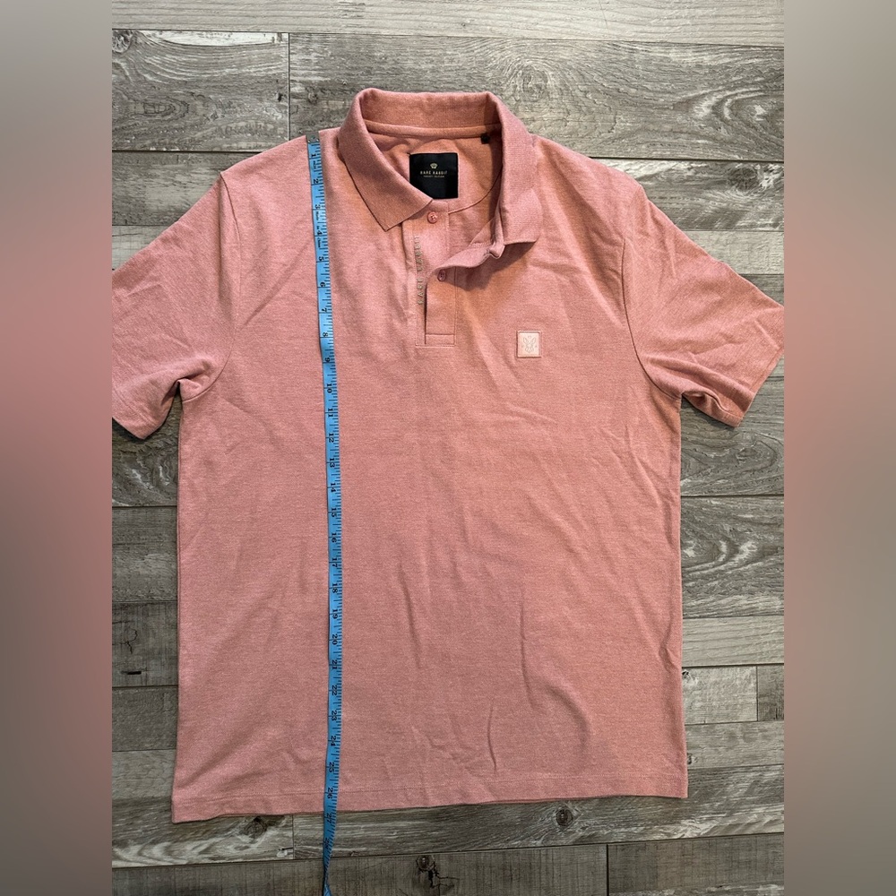 RARE RABBIT LUXURY EDITION MELANGE COTTON POLO GAMOR DUSKY PINK SIZE MEDIUM LOGO - Picture 5 of 9